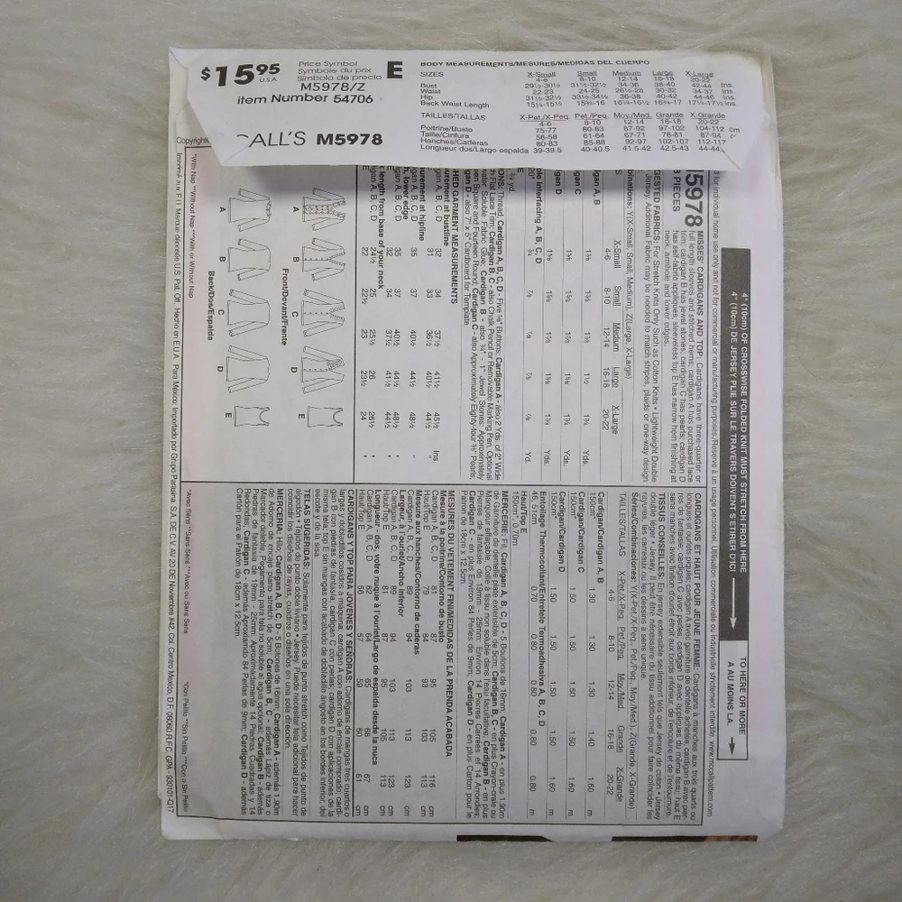 McCalls mccall m5978